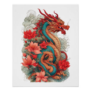 Powerful Oriental Dragon  Poster