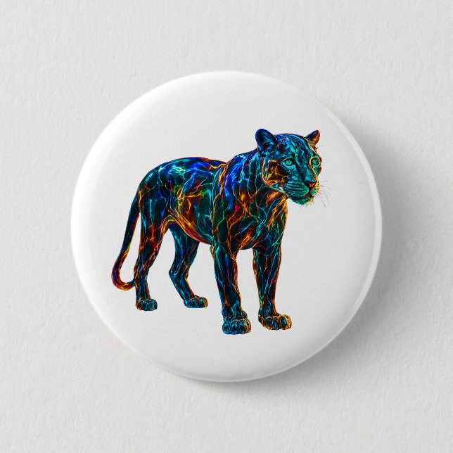 Powerful Panther Art 6 Cm Round Badge (Front)