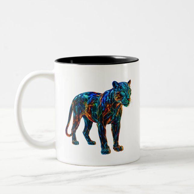Powerful Panther Art Two-Tone Coffee Mug (Left)