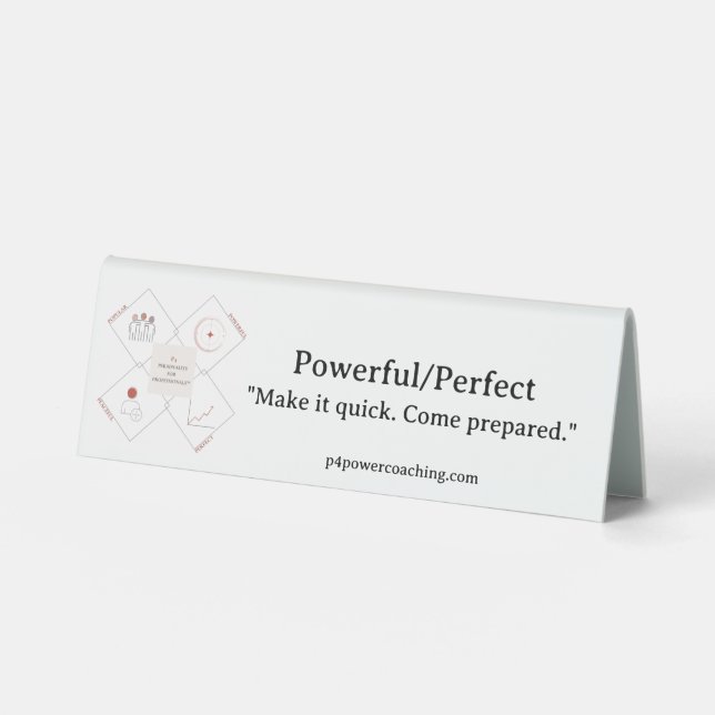 Powerful/Perfect Plastic Desk Plaque (Front)