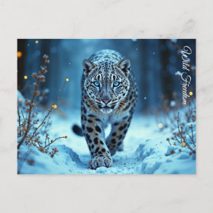 Powerful predator snowy wilderness cold beauty postcard