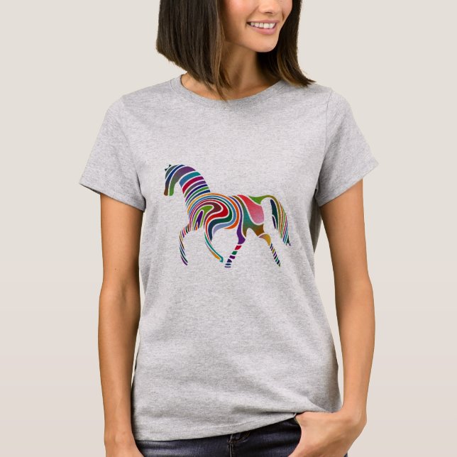 Powerful rainbow colours horse Elegant colourful T-Shirt (Front)