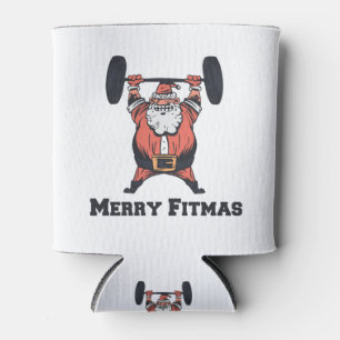Powerful Santa Claus Weights Lifting Can Cooler