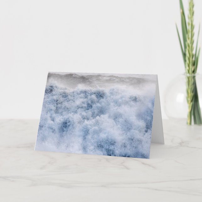 Powerful Stormy Waves In Winter Card (Front)