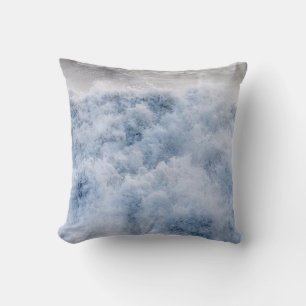 Powerful Stormy Waves In Winter Cushion