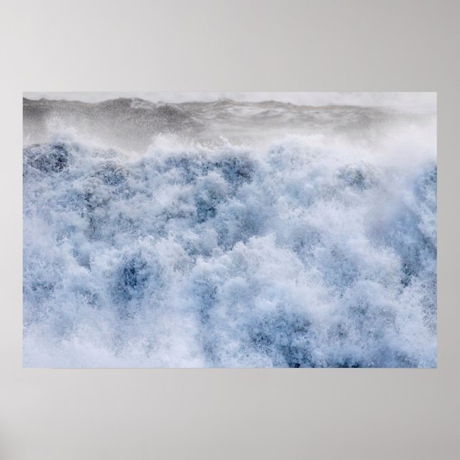 Powerful Stormy Waves In Winter Poster (Front)