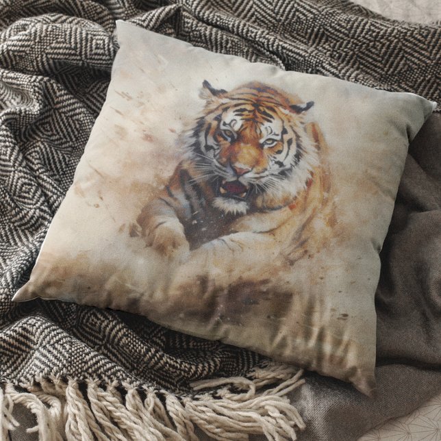 Powerful Tiger Blowing Sands Safari jungle Cushion (Creator Uploaded)