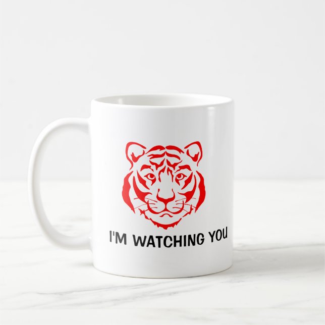 Powerful Tiger Face Red Image Funny Quote Coffee Mug (Left)