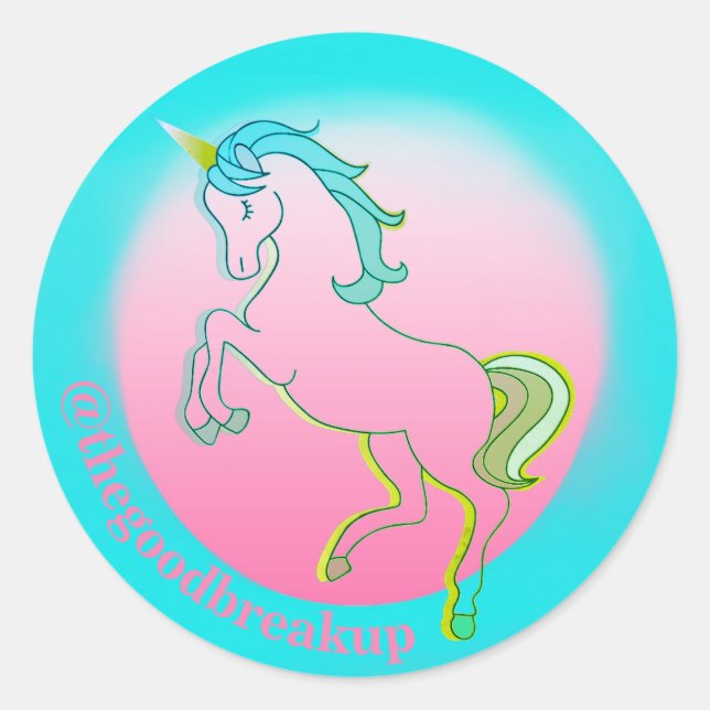 Powerful Unicorn Classic Round Sticker (Front)