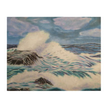 Powerful Wave Wood Print