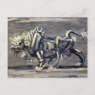 Powerful “White Ox 1" Painting by Lee Jung-seob Postcard