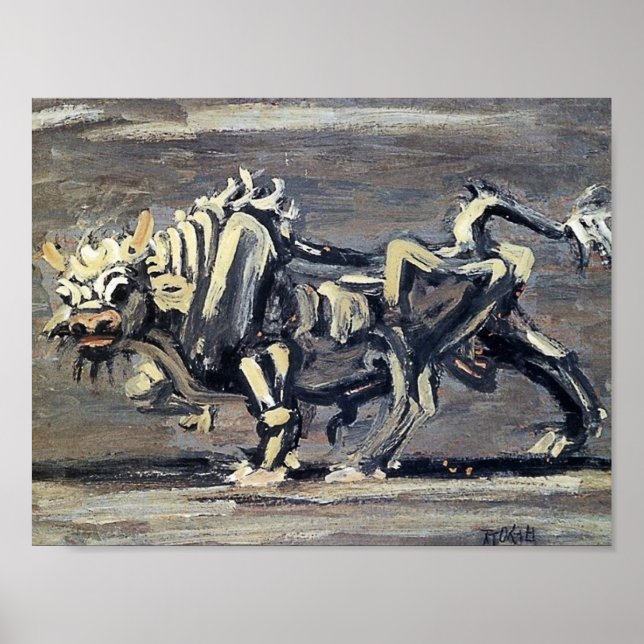 Powerful “White Ox 1” Painting by Lee Jung-seob Poster (Front)