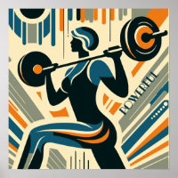 Powerful Women's Weight-lifting Art Deco