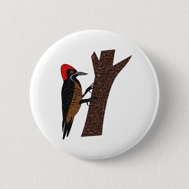 Powerful Woodpecker 6 Cm Round Badge (Front)