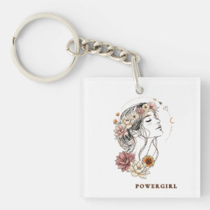 Powergirl - Floral Woman, Strengh & Selflove Key Ring