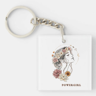 Powergirl - Floral Woman, Strengh & Selflove Key Ring