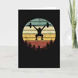 Powerlifting Bodybuilding Gift Retro Sunset Card