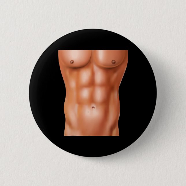 Powerlifting Bodybuilding Weight Training Six Pack 6 Cm Round Badge (Front)