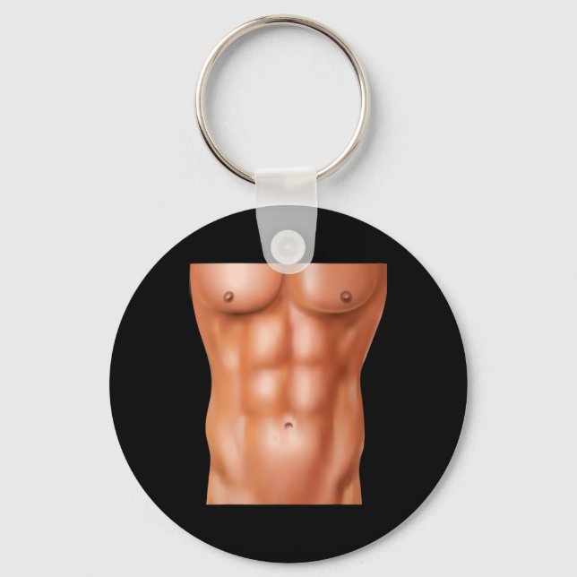 Powerlifting Bodybuilding Weight Training Six Pack Key Ring (Front)