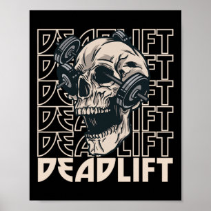 Powerlifting Deadlift Skull Bodybuilding Poster