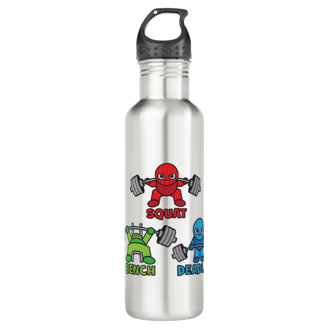 Powerlifting Kawaii - Squat, Bench Press, Deadlift 710 Ml Water Bottle (Front)
