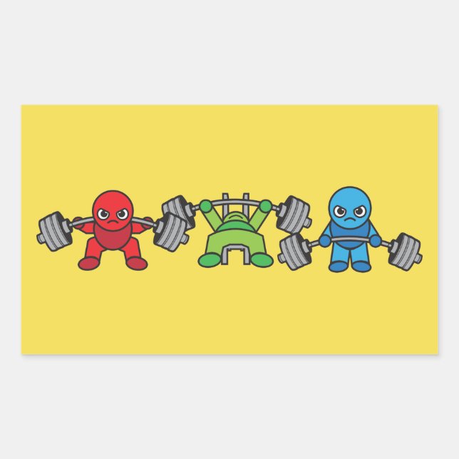 Powerlifting Kawaii - Squat, Bench Press, Deadlift Rectangular Sticker (Front)