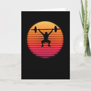 Powerlifting Retro Sunset Bodybuilding Gift Card
