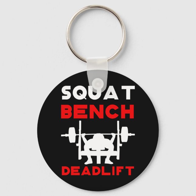 Powerlifting  Squat Bench Deadlift Weightlifting Key Ring (Front)
