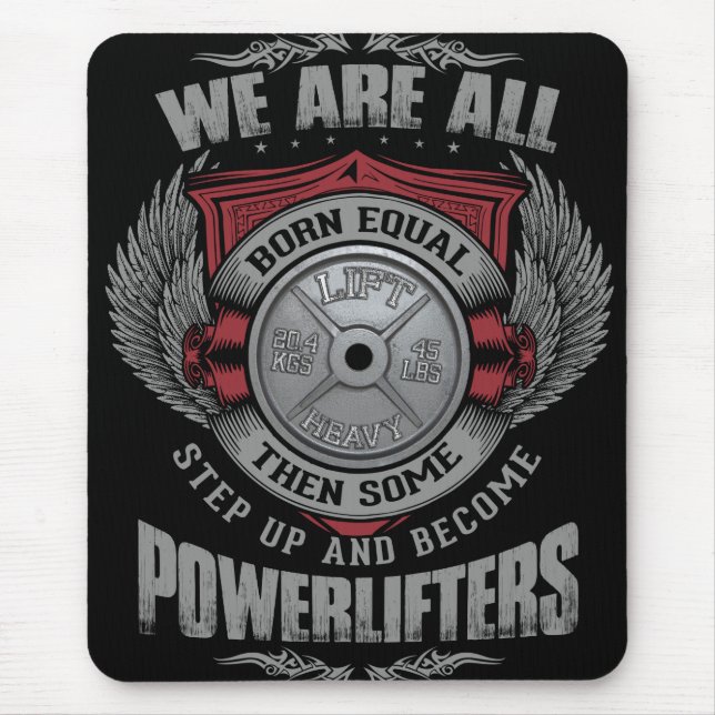 Powerlifting - STEP UP - Barbell Plate - Gym Mouse Pad (Front)