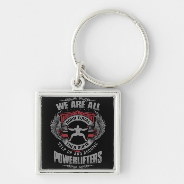 Powerlifting - STEP UP - Gym Workout Motivational Key Ring (Front)