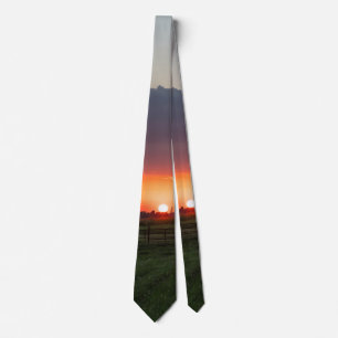 Powerline Sunset Landscape Neck Tie