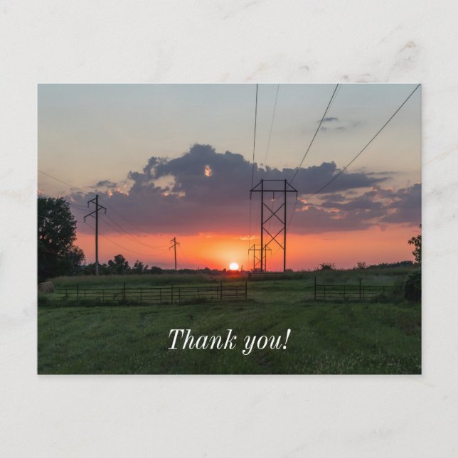 Powerline Sunset Landscape Postcard (Front)