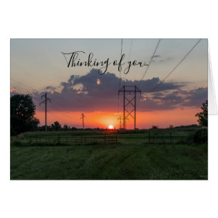 Powerline Sunset Landscape Thinking Of You Card