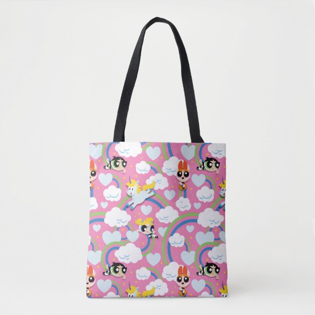 Powerpuff Girls & Donny Rainbow Pattern Tote Bag (Front)