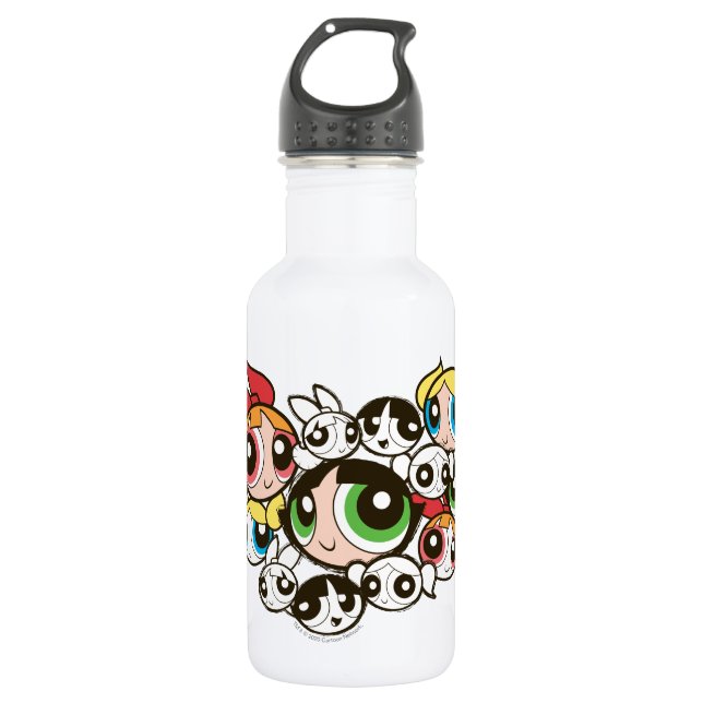 Powerpuff Girls Face Pattern 532 Ml Water Bottle (Front)