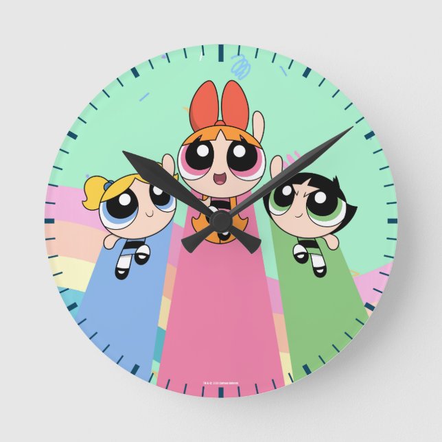Powerpuff Girls Fly High Round Clock (Front)