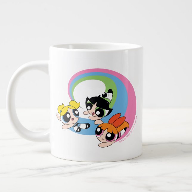 Powerpuff Girls Fly Through The Sky Large Coffee Mug (Left)