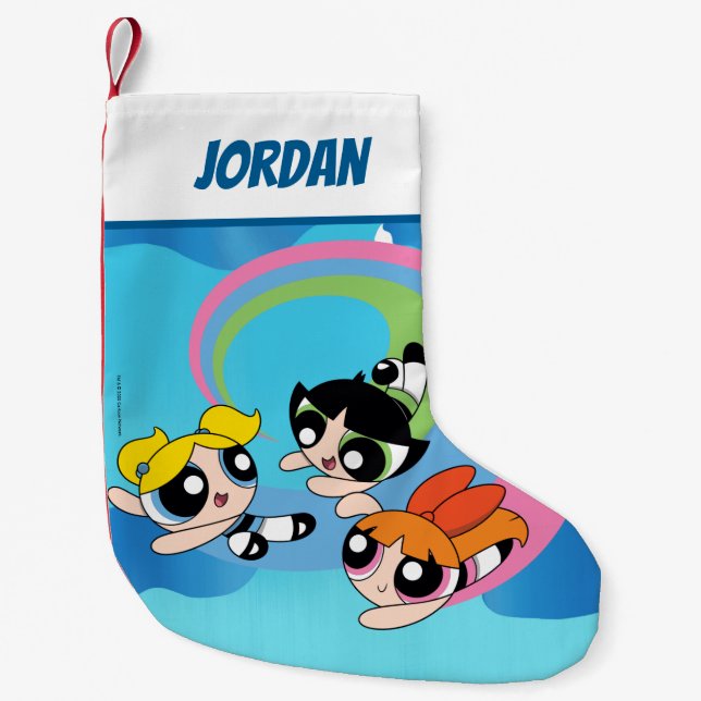 Powerpuff Girls Fly Through The Sky Small Christmas Stocking (Front)