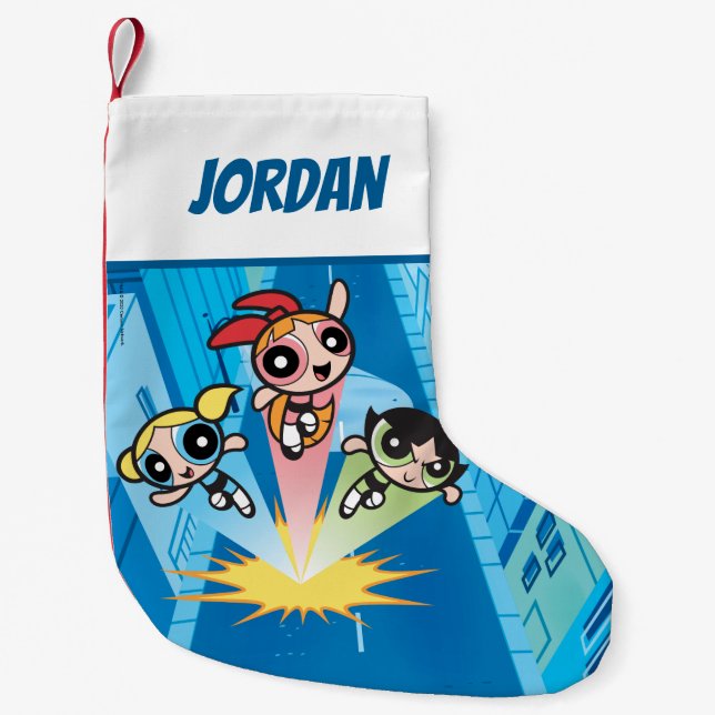Powerpuff Girls Launch Into The Air Small Christmas Stocking (Front)