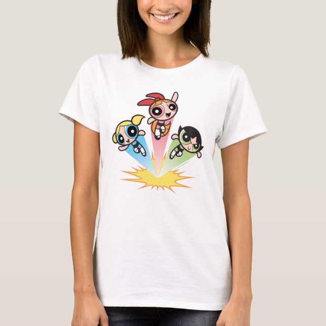 Powerpuff Girls Launch Into The Air T-Shirt (Front)