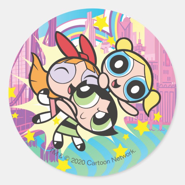 Powerpuff Girls Rule Classic Round Sticker (Front)