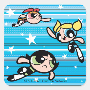 Powerpuff Girls Star Pattern Square Sticker