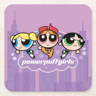 Powerpuff Girls Team Logo Square Paper Coaster