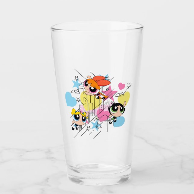 Powerpuff Girls Townsville Pattern Glass (Front)