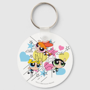 Powerpuff Girls Townsville Pattern Key Ring