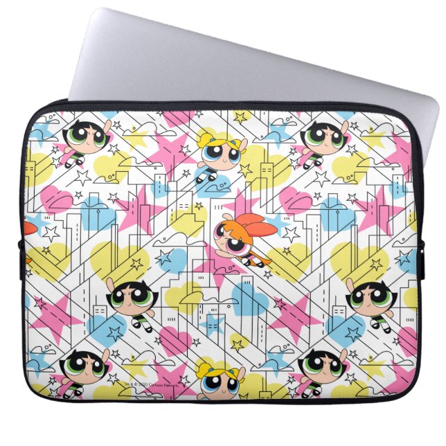 Powerpuff Girls Townsville Pattern Laptop Sleeve (Front)