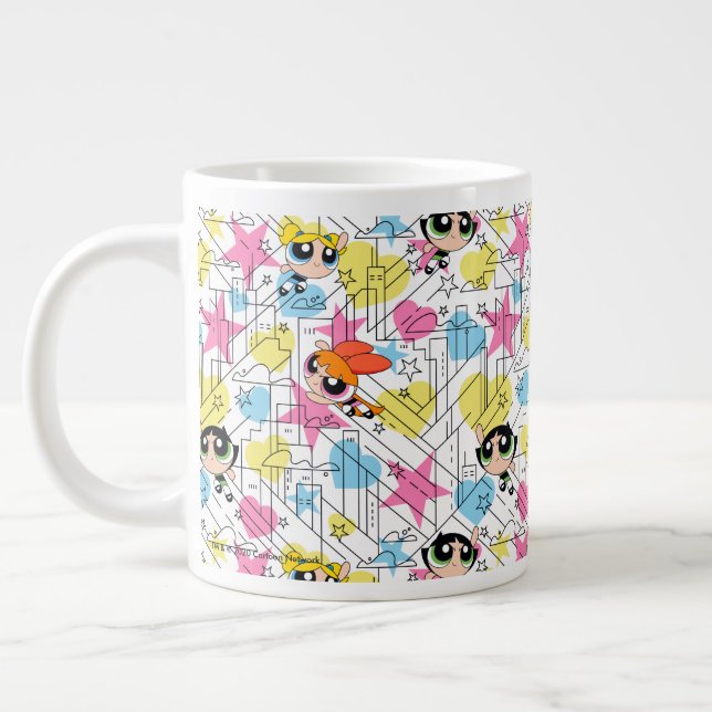 Powerpuff Girls Townsville Pattern Large Coffee Mug (Left)