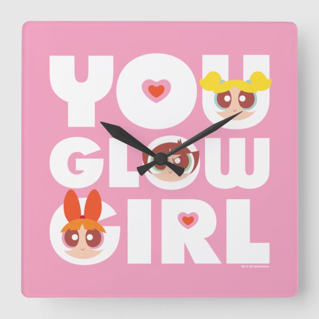Powerpuff Girls: You Glow Girl Square Wall Clock (Front)