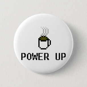 powerup 6 cm round badge