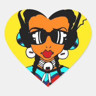 Powwow Girl Heart Sticker